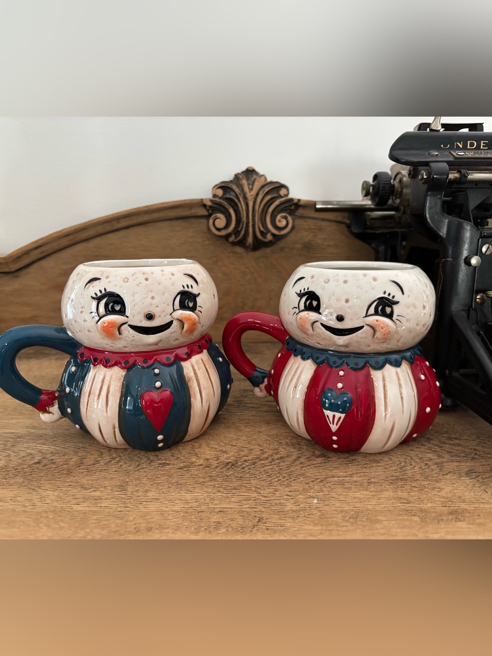 Transpac Johanna Parker Patriotic Luna Mugs Red & Blue Set July 4th 2026